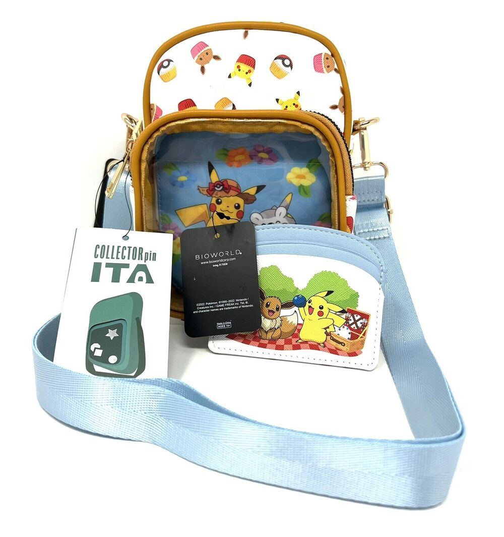 Pokemon Pikachu Eevee Cupcake Crossbody Bag Set ID Card Holder Wallet BIOWORLD